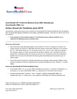 Aviso Anual de Cambios para 2015