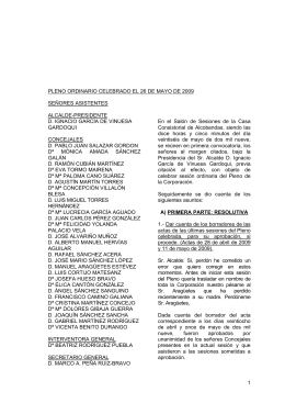 1 pleno ordinario celebrado el 26 de mayo de 2009 señores