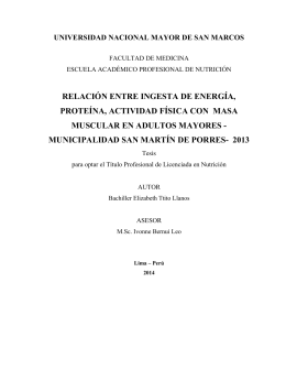 Relación entre ingesta de energía, proteína, actividad física con