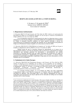 127 RESEÑA DE LEGISLACIÓN DE LA UNIÓN EUROPEA.