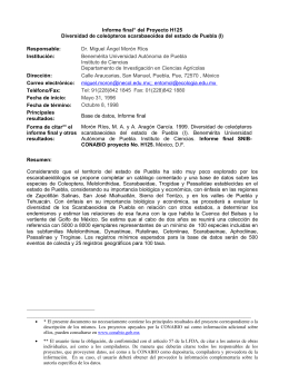 Informe final* del Proyecto H125 Diversidad de