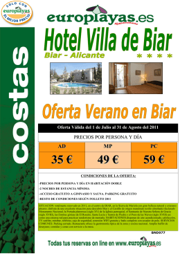 BND 977 HOTEL VILLA DE BIAR - VERANO