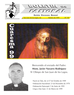 Bienvenido el enviado del Padre: Mons. Javier Navarro Rodríguez