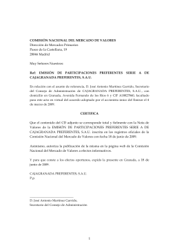 CAJAGRANADA PREFERENTES, SAU Nota de Valores