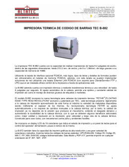 IMPRESORA TERMICA DE CODIGO DE BARRAS TEC B-882