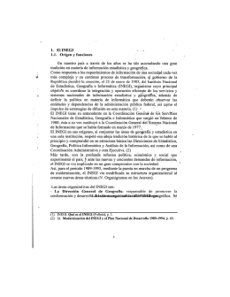l. El INEGI w . 1.1. Origenyfunciones .« En nuestro país a través de