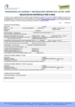 programas de idioma y recreación deportiva ulpgc 2009 solicitud de