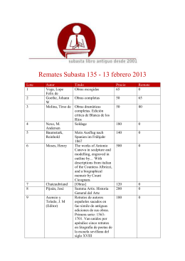 Remates Subasta 135 - 13 febrero 2013