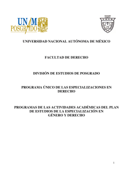 Especialización en Género y Derecho. - Facultad de Derecho