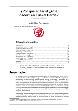 ¿Por qué editar el ¿Qué hacer? en Euskal Herria