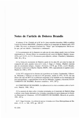 Notes de l`article de Dolores Brandis