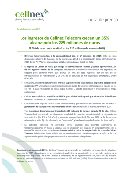 Los ingresos de Cellnex Telecom crecen un 35