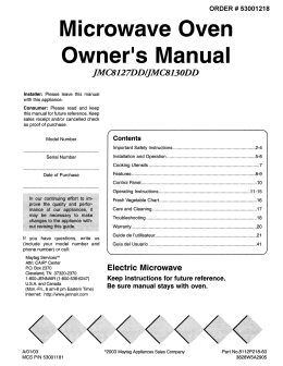 Microwave Oven Owner`s Manual