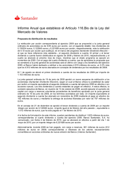 Informe explicativo Artículo 116 bis Ley Mercado Valores