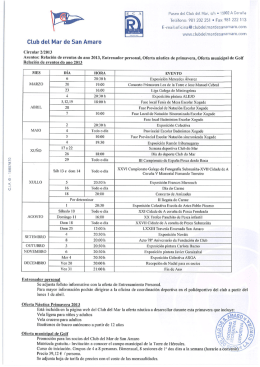 Relación eventos 2013. Entrenador persoal. Oferta naútica de