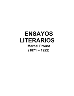 Proust, Marcel, ENSAYOS LITERARIOS