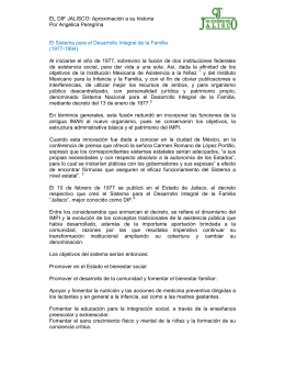 EL DIF JALISCO: Aproximación a su historia Por Angélica Peregrina