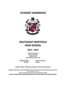 2013-2014 Student Handbook - Southeast Whitfield High School