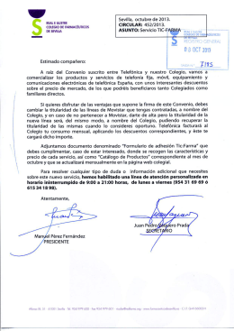 Circular 452/2013, asunto: Servicio TIC-FARMA.