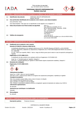 Ficha de datos de seguridad de `TAPAFUGAS CIRCUITO