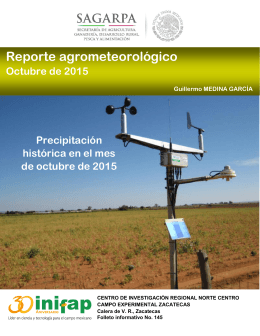Reporte agrometeorológico Octubre de 2015