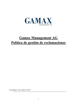 Gamax Management AG Política de gestión de reclamaciones
