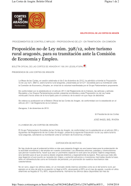 Proposición no de Ley núm. 398/12, sobre turismo rural aragonés