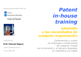 Patent in-house training - Vicerreitorado de Investigación e Innovación