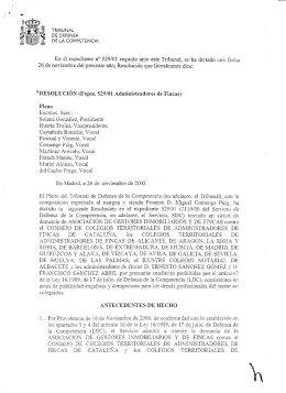 RESOLUCION DEL TRIBUNAL DE DEFENSA DE LA