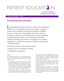 Patient Education Pamphlet, SP081, Incontinencia urinaria