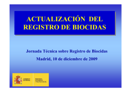 Actualización del Registro de Biocidas