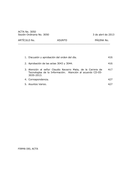 ACTA No. 3050 Sesión Ordinaria No. 3050 3 de abril de 2013