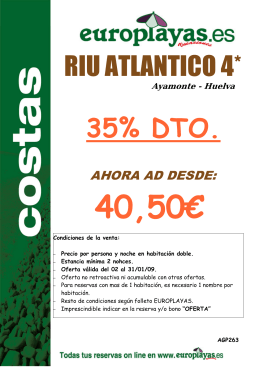 RIU ATLANTICO 4* 35% DTO.