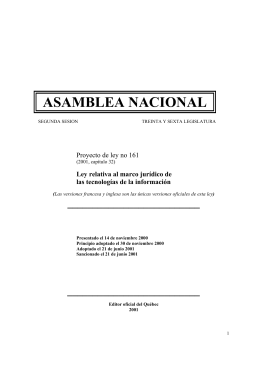 Proyecto de ley no 161. Ley relativa al marco jurídico de las