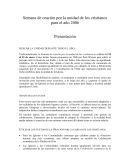 Semana de oración por la unidad de los cristianos para el año 2006