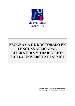 Programa de Doctorado en...Literatura y Traducción