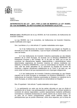 ANTEPROYECTO DE LEY .../2011, POR LA QUE SE MODIFICA LA