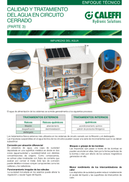 calidad y tratamiento del agua en circuito cerrado