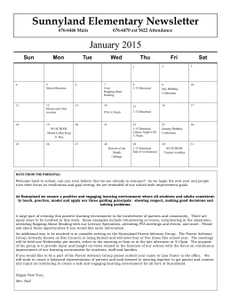January 2015 Newsletter - Sunnyland Elementary School