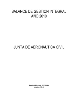 balance de gestión integral año 2010 junta de aeronáutica civil