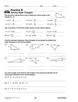 Practice B Solving Right Triangles 8-3