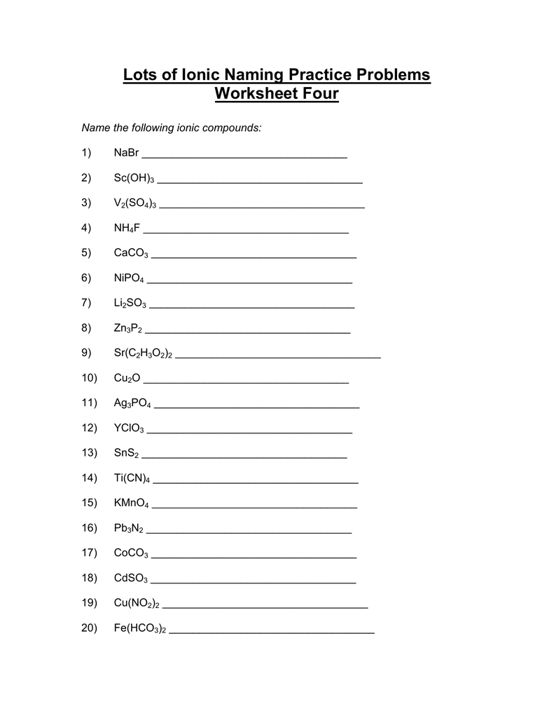 Mixed Naming Worksheet Answer Key