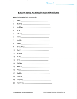 Lots of Ionic Naming Practice Problems