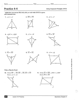 Practice 4-4 Using Congruent Triangles: CPCTC
