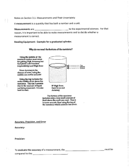 Notes on Section 3.1- Measurements and Their Uncertainty