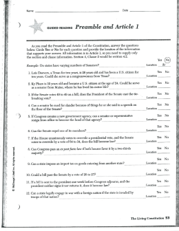 GUIDED READING Preamble and Article 1 As you read the