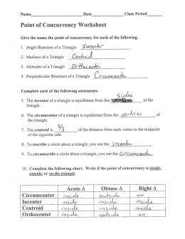 Point of Concurrency Worksheet
