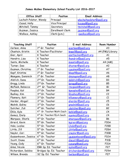 James McGee Elementary Faculty List 2016-2017