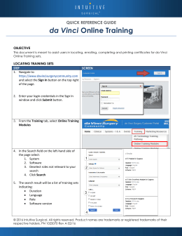 da Vinci Online Training - da vinci® Surgery Community