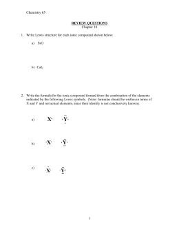 Chemistry 65 1 REVIEW QUESTIONS Chapter 10 1. Write Lewis